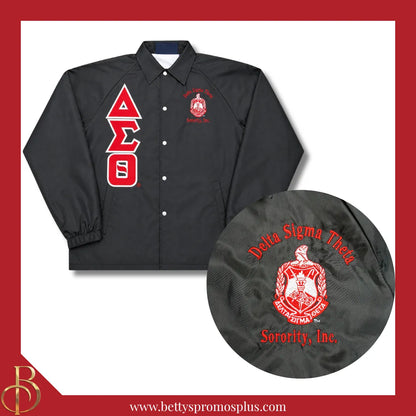 Delta Sigma Theta ΔΣΘ Double-Stitched Embroidered Windbreaker Line Jacket-Delta Sigma Theta Paraphernalia-Delta Sigma Theta Line Jacket-Betty's Promos Plus