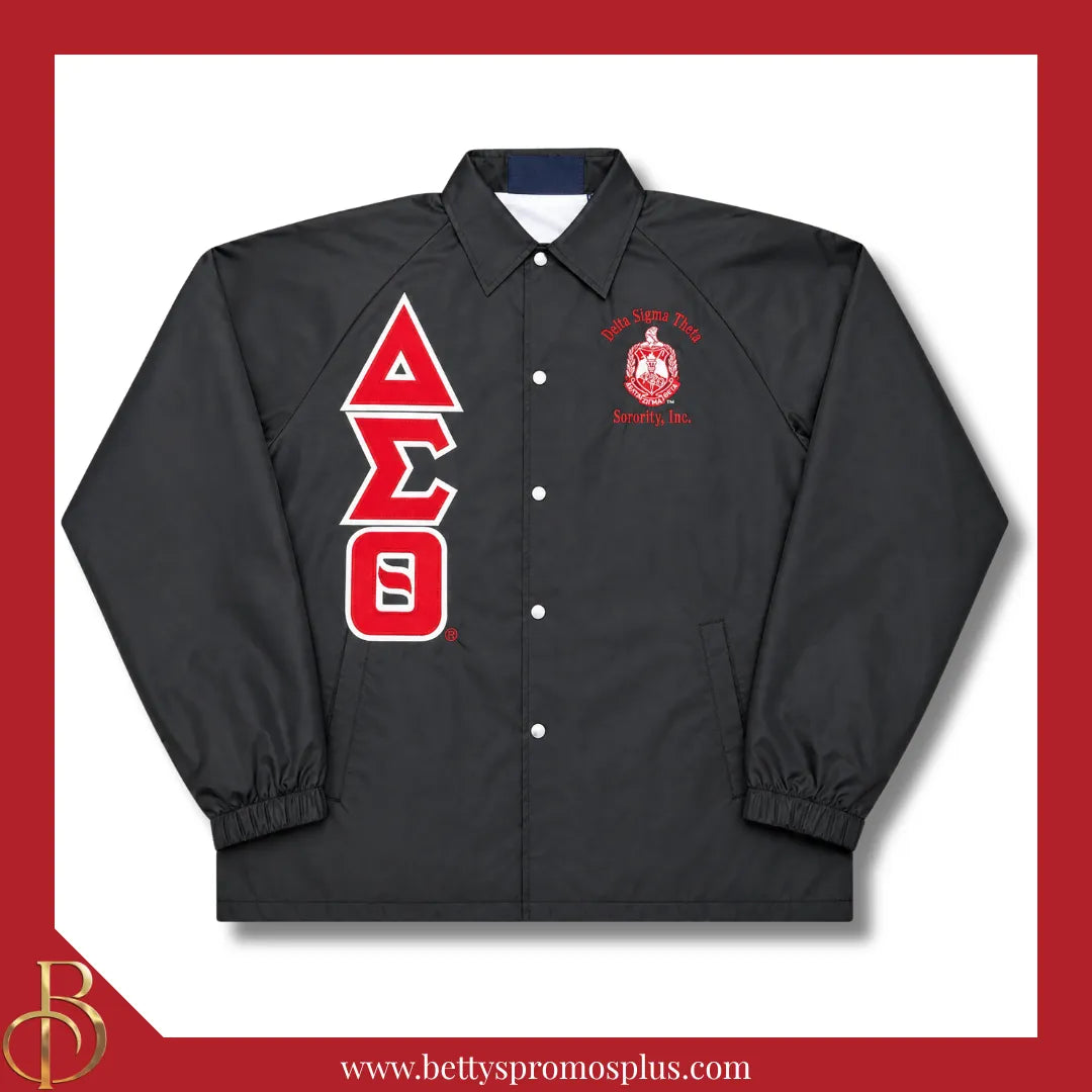 Delta Sigma Theta ΔΣΘ Double-Stitched Embroidered Windbreaker Line Jacket-Delta Sigma Theta Paraphernalia-Delta Sigma Theta Line Jacket-Betty's Promos Plus