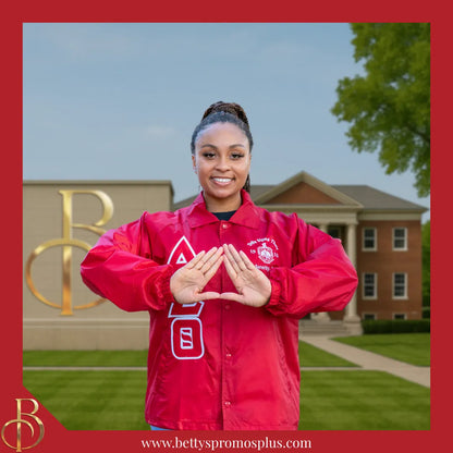 Delta Sigma Theta ΔΣΘ Double-Stitched Embroidered Windbreaker Line Jacket-Delta Sigma Theta Paraphernalia-Delta Sigma Theta Line Jacket-Betty's Promos Plus