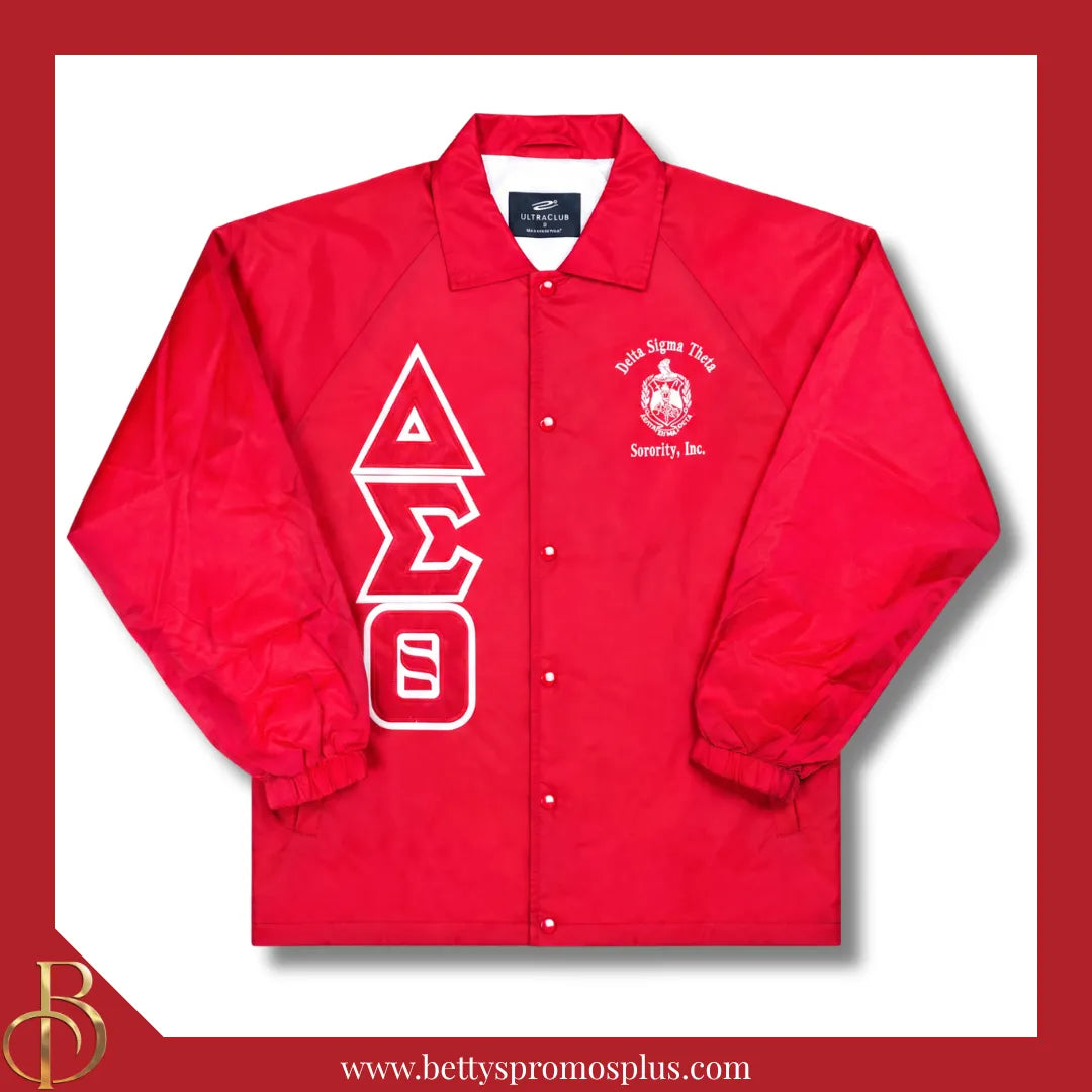 Delta Sigma Theta ΔΣΘ Double-Stitched Embroidered Windbreaker Line Jacket-Delta Sigma Theta Paraphernalia-Delta Sigma Theta Line Jacket-Betty's Promos Plus