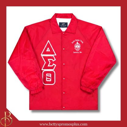 Delta Sigma Theta ΔΣΘ Double-Stitched Embroidered Windbreaker Line Jacket-Delta Sigma Theta Paraphernalia-Delta Sigma Theta Line Jacket-Betty's Promos Plus