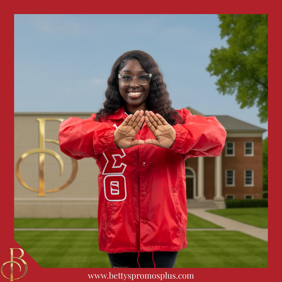 Delta Sigma Theta ΔΣΘ Double-Stitched Embroidered Windbreaker Line Jacket-Delta Sigma Theta Paraphernalia-Delta Sigma Theta Line Jacket-Betty's Promos Plus