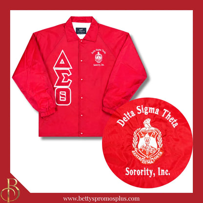 Delta Sigma Theta ΔΣΘ Double-Stitched Embroidered Windbreaker Line Jacket-Delta Sigma Theta Paraphernalia-Delta Sigma Theta Line Jacket-Betty's Promos Plus