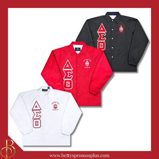 Delta Sigma Theta ΔΣΘ Double-Stitched Embroidered Windbreaker Line Jacket-Delta Sigma Theta Paraphernalia-Delta Sigma Theta Line Jacket-Betty's Promos Plus
