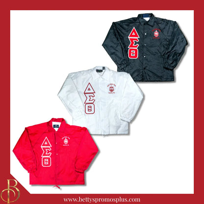 Delta Sigma Theta ΔΣΘ Double-Stitched Embroidered Windbreaker Line Jacket-Delta Sigma Theta Paraphernalia-Delta Sigma Theta Line Jacket-Betty's Promos Plus