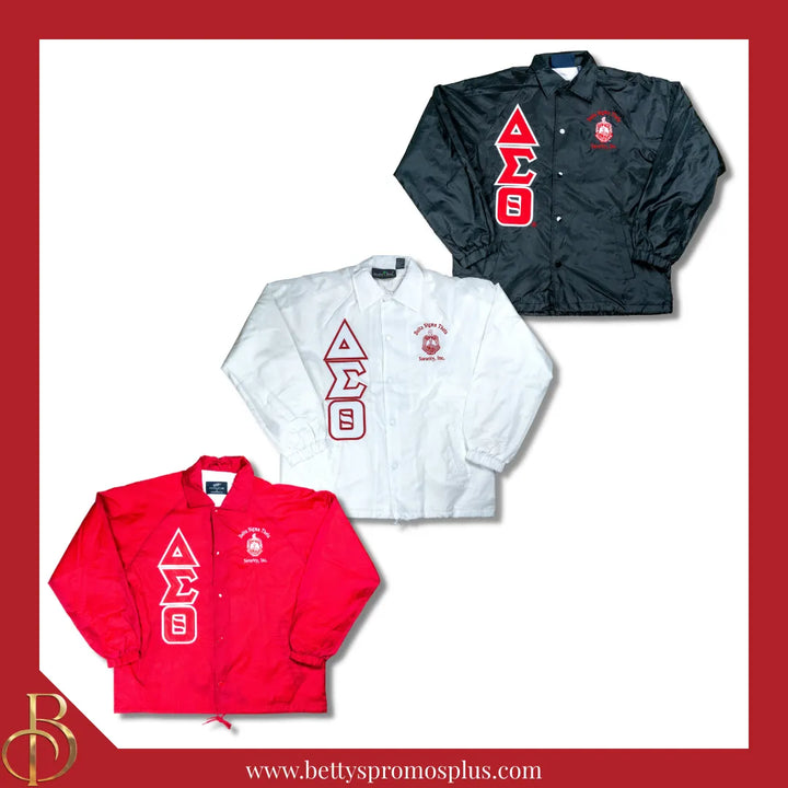 Delta Sigma Theta ΔΣΘ Double-Stitched Embroidered Windbreaker Line Jacket