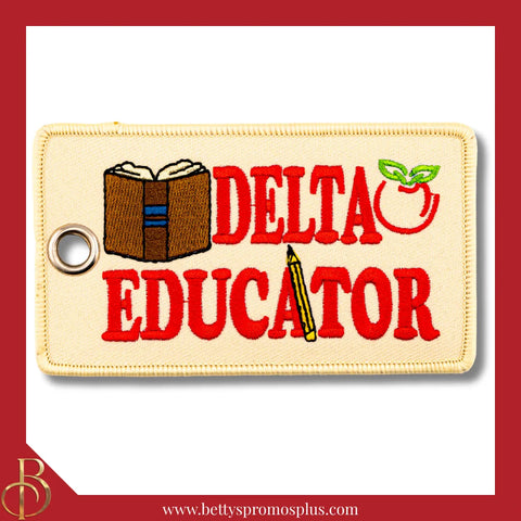 Delta Sigma Theta ΔΣΘ Educator Embroidered Luggage Tag-Cream-Delta Sigma Theta Paraphernalia-Delta Sigma Theta Luggage Tag-Betty's Promos Plus