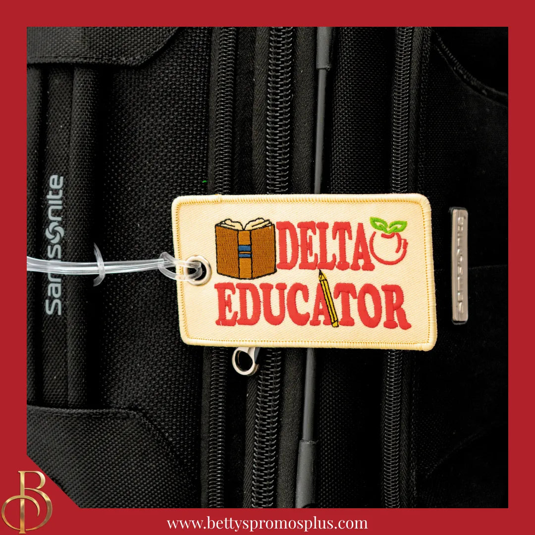 Delta Sigma Theta ΔΣΘ Educator Embroidered Luggage Tag-Delta Sigma Theta Paraphernalia-Delta Sigma Theta Luggage Tag-Betty's Promos Plus