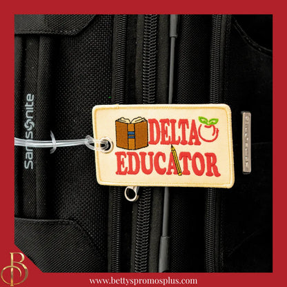 Delta Sigma Theta ΔΣΘ Educator Embroidered Luggage Tag-Delta Sigma Theta Paraphernalia-Delta Sigma Theta Luggage Tag-Betty's Promos Plus