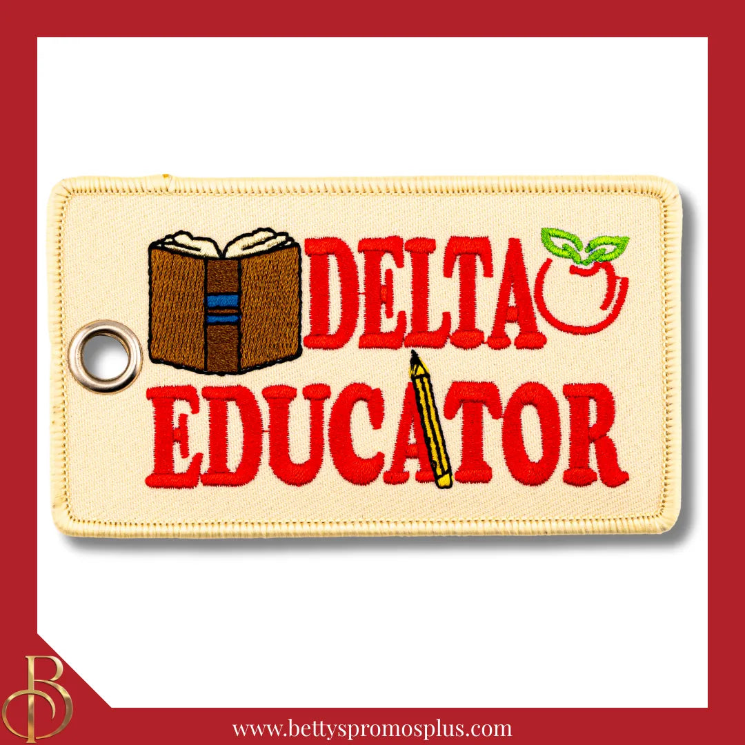 Delta Sigma Theta ΔΣΘ Educator Embroidered Luggage Tag-Delta Sigma Theta Paraphernalia-Delta Sigma Theta Luggage Tag-Betty's Promos Plus