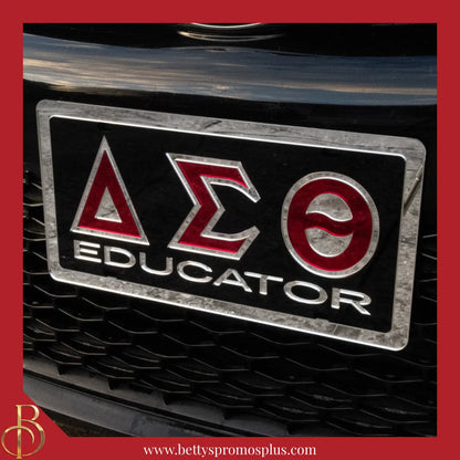 Delta Sigma Theta ΔΣΘ Educator Laser Engraved Mirrored Acrylic Auto Tag License Plate-Delta Sigma Theta Paraphernalia-Delta Sigma Theta Auto Tag-Betty's Promos Plus