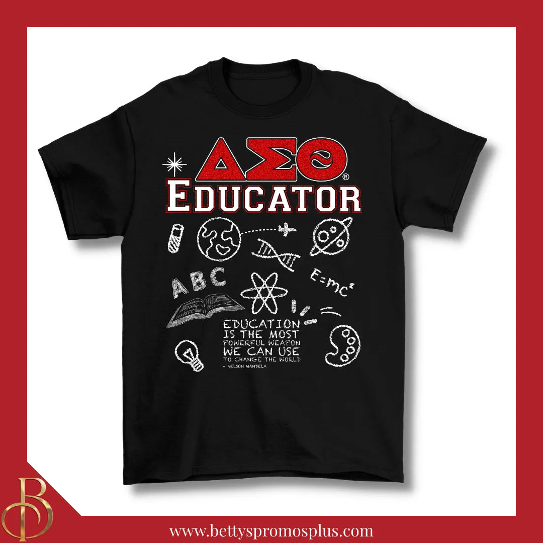 Delta Sigma Theta ΔΣΘ Educator Screen Printed T-Shirt-Black-Small-Delta Sigma Theta Paraphernalia-Delta Sigma Theta T-Shirts-Betty's Promos Plus