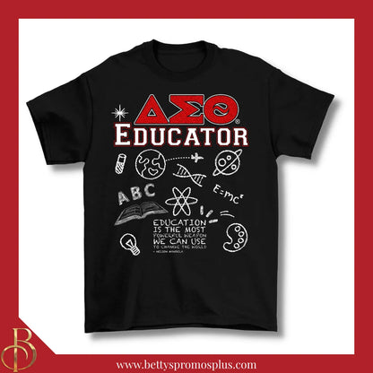 Delta Sigma Theta ΔΣΘ Educator Screen Printed T-Shirt-Black-Small-Delta Sigma Theta Paraphernalia-Delta Sigma Theta T-Shirts-Betty's Promos Plus