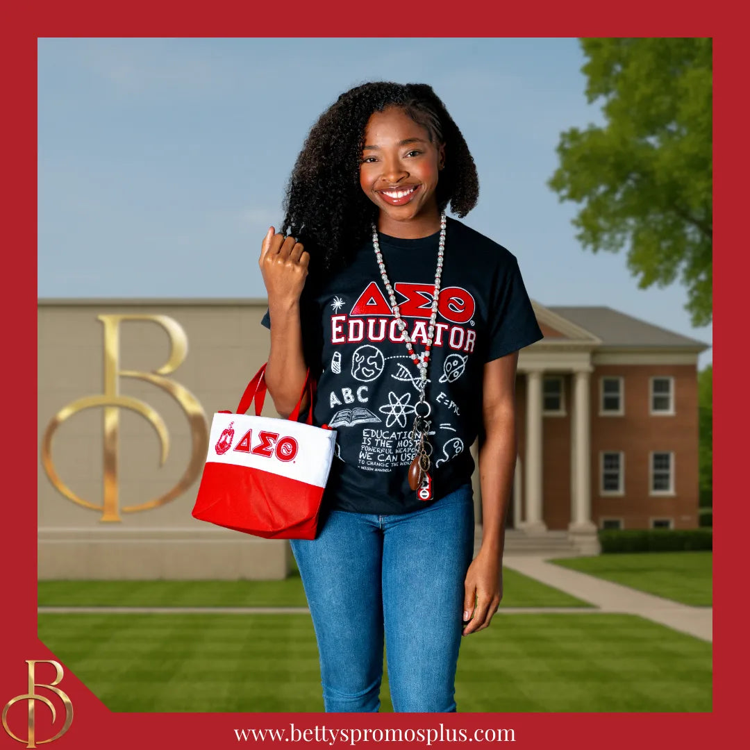 Delta Sigma Theta ΔΣΘ Educator Screen Printed T-Shirt-Delta Sigma Theta Paraphernalia-Delta Sigma Theta T-Shirts-Betty's Promos Plus