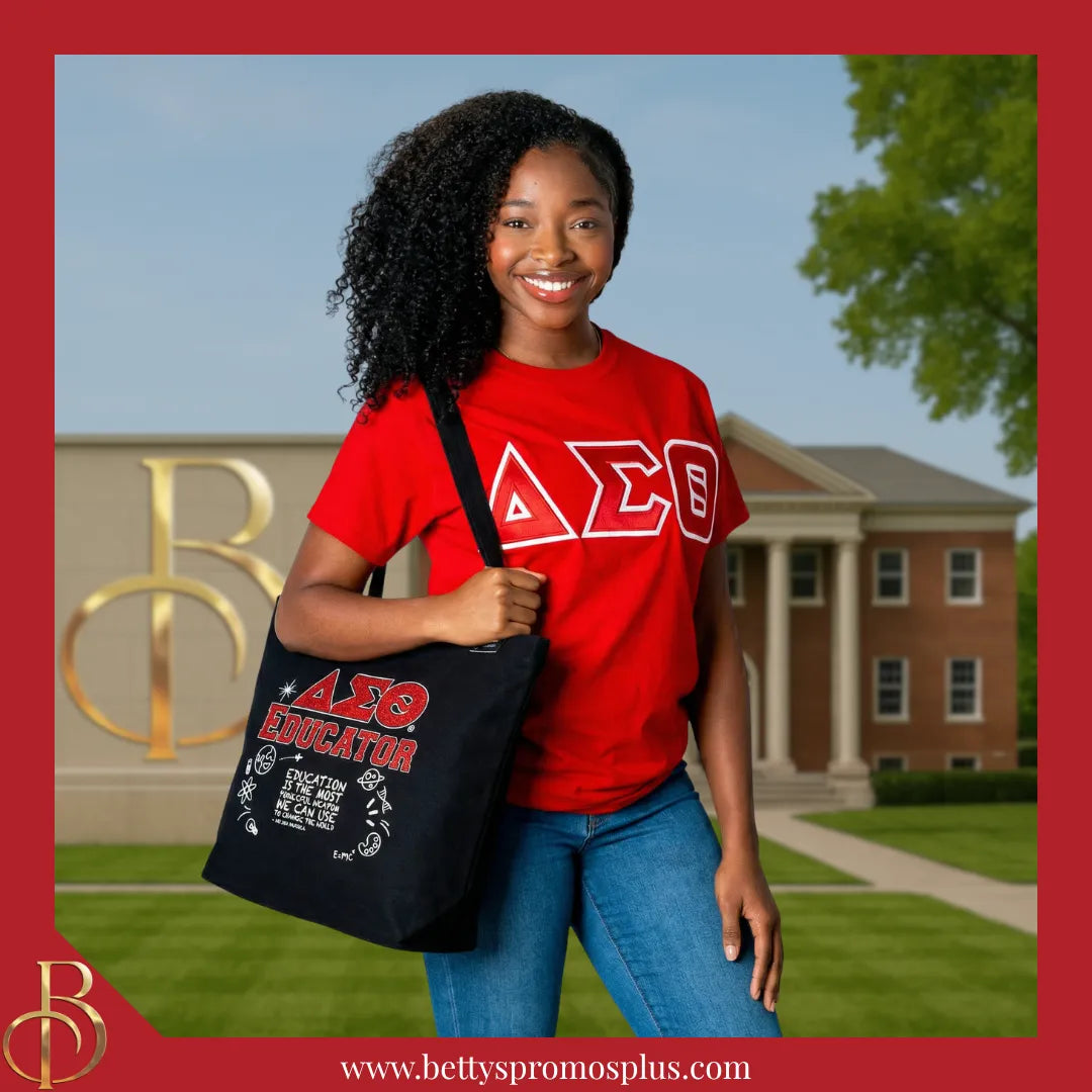 Delta Sigma Theta ΔΣΘ Educator Screen Printed Tote Bag-Delta Sigma Theta Paraphernalia-Delta Sigma Theta Purses-Betty's Promos Plus