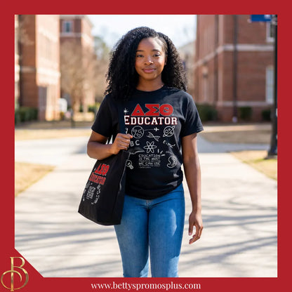 Delta Sigma Theta ΔΣΘ Educator Screen Printed Tote Bag-Delta Sigma Theta Paraphernalia-Delta Sigma Theta Purses-Betty's Promos Plus