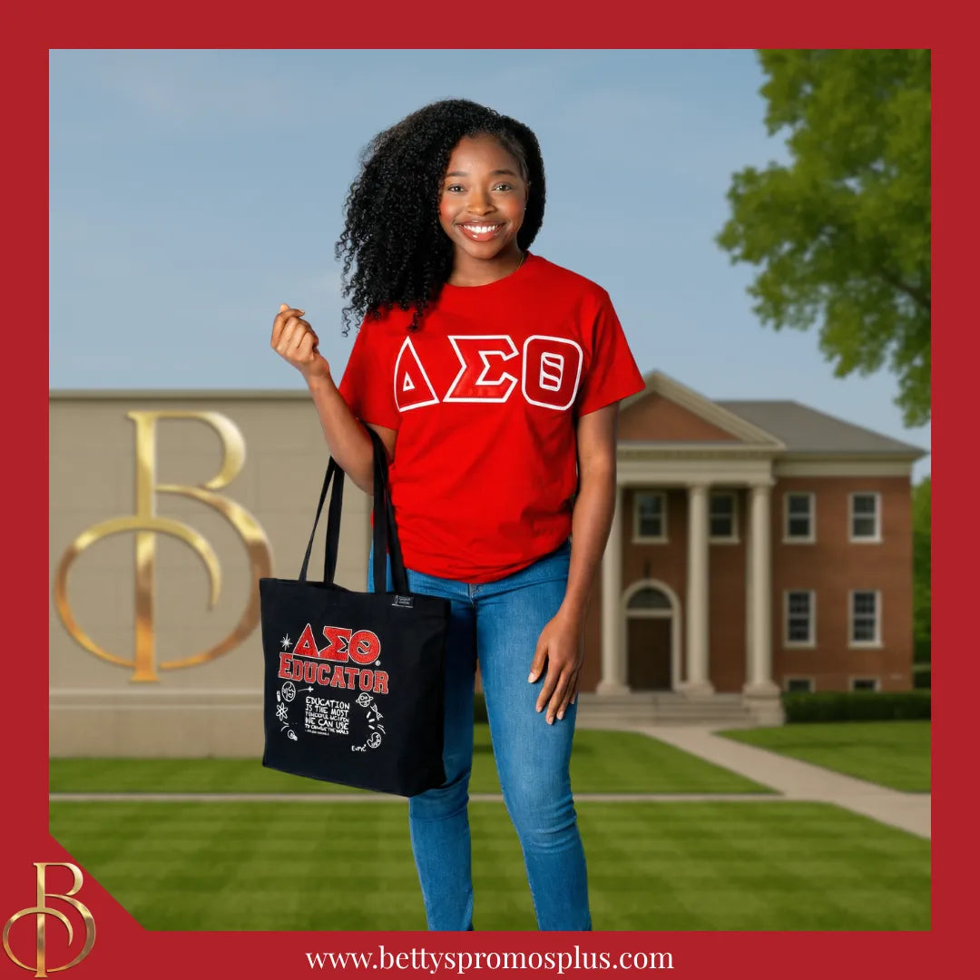 Delta Sigma Theta ΔΣΘ Educator Screen Printed Tote Bag-Delta Sigma Theta Paraphernalia-Delta Sigma Theta Purses-Betty's Promos Plus