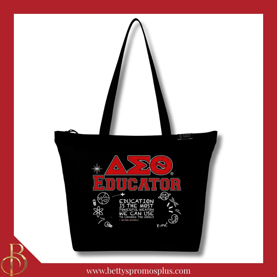 Delta Sigma Theta ΔΣΘ Educator Screen Printed Tote Bag-Delta Sigma Theta Paraphernalia-Delta Sigma Theta Purses-Betty's Promos Plus