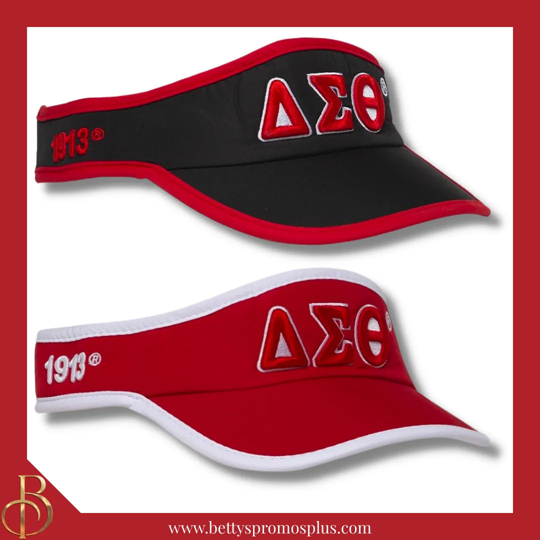 Delta Sigma Theta ΔΣΘ Embroidered Greek Letter Featherlight Moisture Wicking Visor-Delta Sigma Theta Paraphernalia-Delta Sigma Theta Hats-Betty's Promos Plus