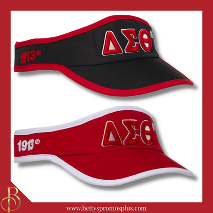 Delta Sigma Theta ΔΣΘ Embroidered Greek Letter Featherlight Moisture Wicking Visor-Delta Sigma Theta Paraphernalia-Delta Sigma Theta Hats-Betty's Promos Plus