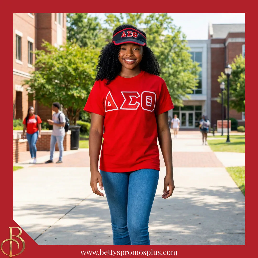 Delta Sigma Theta ΔΣΘ Embroidered Greek Letter Featherlight Moisture Wicking Visor-Delta Sigma Theta Paraphernalia-Delta Sigma Theta Hats-Betty's Promos Plus
