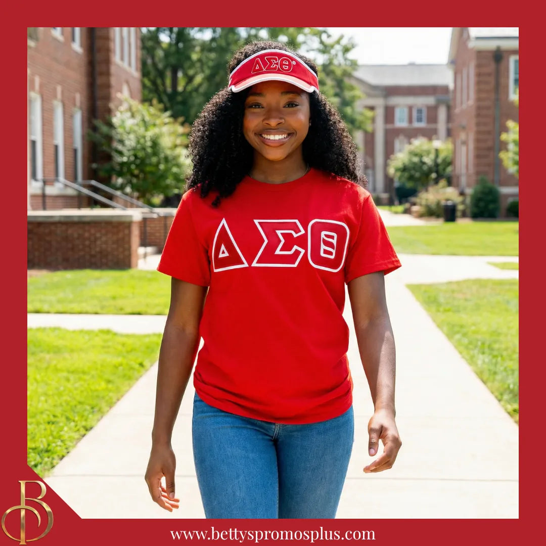 Delta Sigma Theta ΔΣΘ Embroidered Greek Letter Featherlight Moisture Wicking Visor-Delta Sigma Theta Paraphernalia-Delta Sigma Theta Hats-Betty's Promos Plus