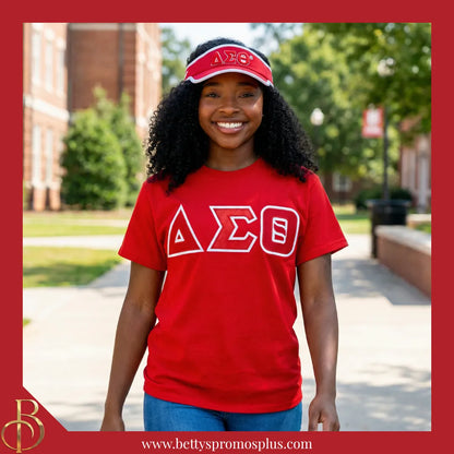 Delta Sigma Theta ΔΣΘ Embroidered Greek Letter Featherlight Moisture Wicking Visor-Delta Sigma Theta Paraphernalia-Delta Sigma Theta Hats-Betty's Promos Plus