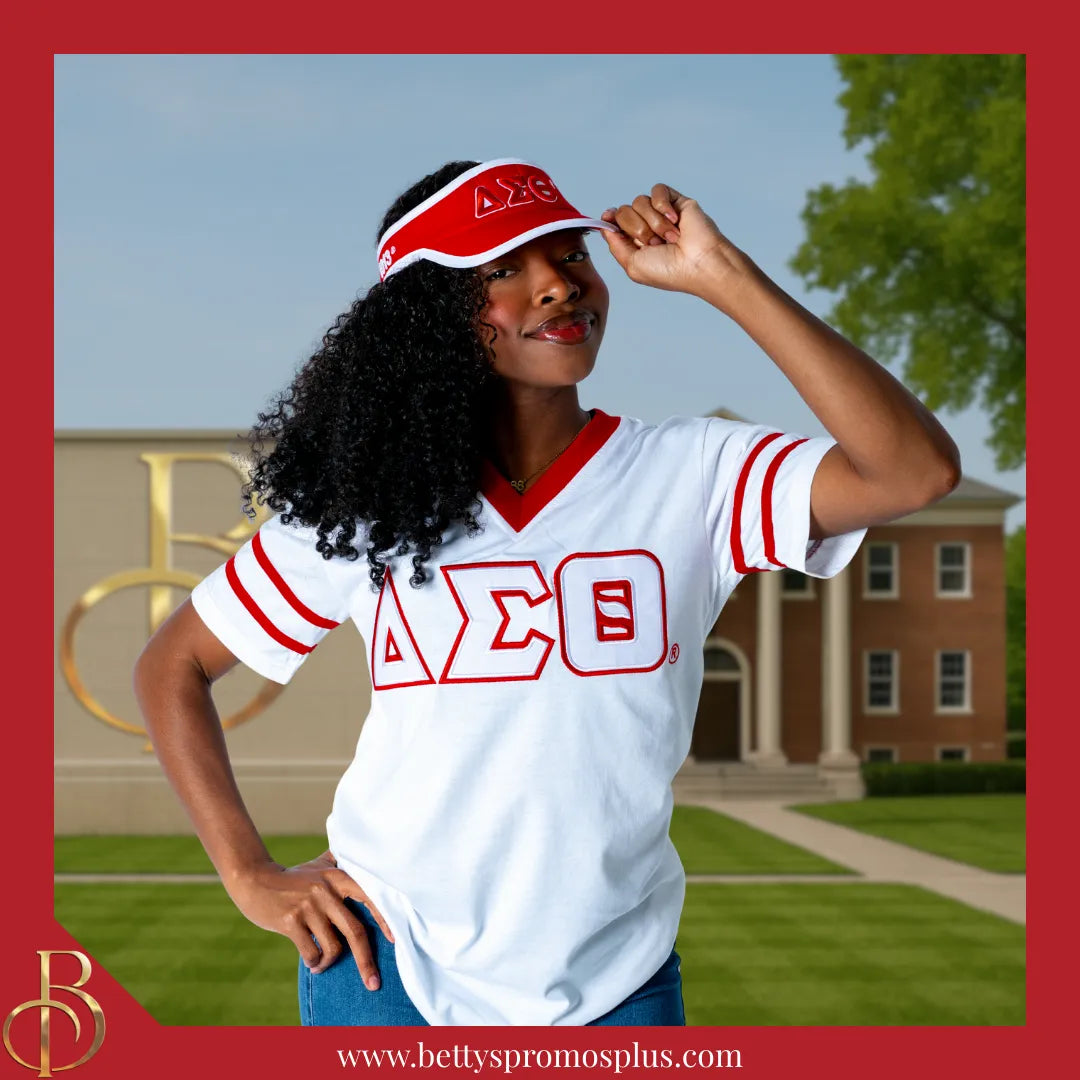 Delta Sigma Theta ΔΣΘ Embroidered Greek Letter Featherlight Moisture Wicking Visor-Delta Sigma Theta Paraphernalia-Delta Sigma Theta Hats-Betty's Promos Plus