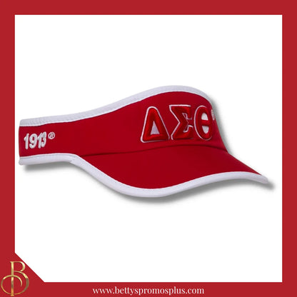 Delta Sigma Theta ΔΣΘ Embroidered Greek Letter Featherlight Moisture Wicking Visor-Red-Delta Sigma Theta Paraphernalia-Delta Sigma Theta Hats-Betty's Promos Plus