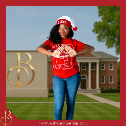 Delta Sigma Theta ΔΣΘ Embroidered Greek Letters Deluxe Santa Hat-Delta Sigma Theta Paraphernalia-Delta Sigma Theta Hats-Betty's Promos Plus