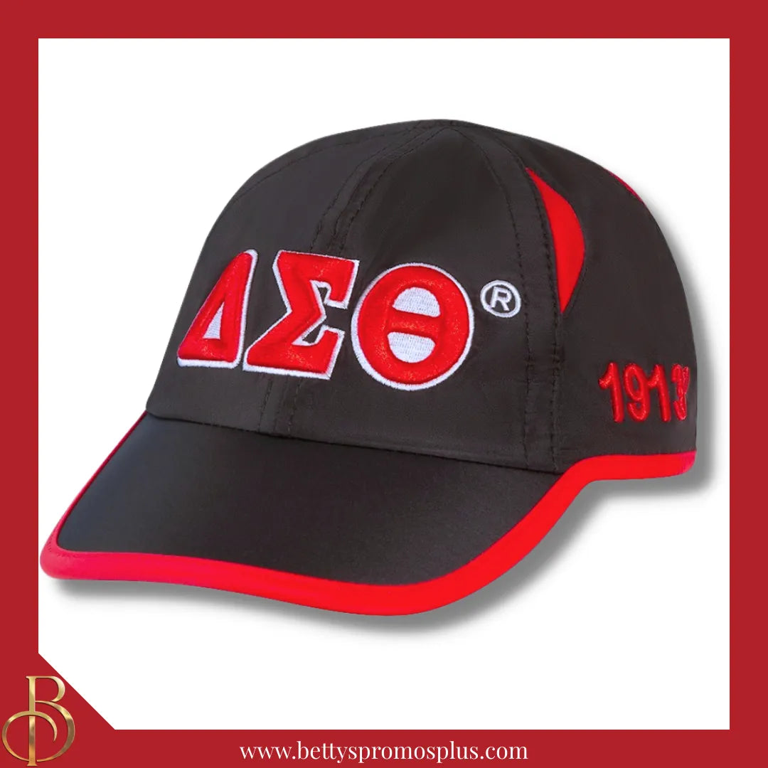 Delta Sigma Theta ΔΣΘ Embroidered Greek Letters Featherlight Moisture Wicking Hat-Black-Delta Sigma Theta Paraphernalia-Delta Sigma Theta Hats-Betty's Promos Plus
