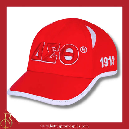 Delta Sigma Theta ΔΣΘ Embroidered Greek Letters Featherlight Moisture Wicking Hat-Red-Delta Sigma Theta Paraphernalia-Delta Sigma Theta Hats-Betty's Promos Plus