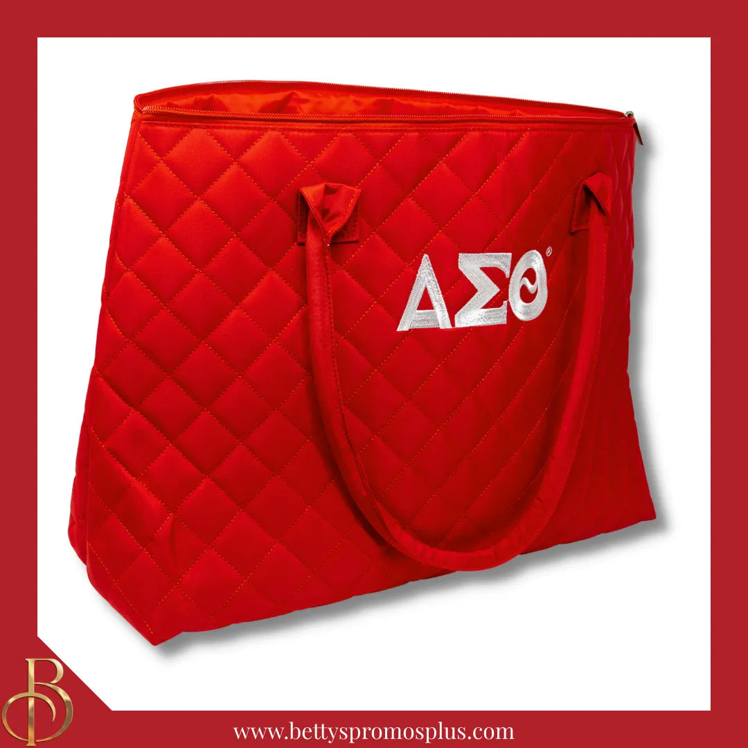 Delta Sigma Theta ΔΣΘ Embroidered Greek Letters Quilted Bag Purse-Delta Sigma Theta Paraphernalia-Delta Sigma Theta Tote Bags-Betty's Promos Plus