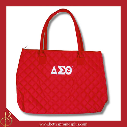 Delta Sigma Theta ΔΣΘ Embroidered Greek Letters Quilted Bag Purse-Red-Delta Sigma Theta Paraphernalia-Delta Sigma Theta Tote Bags-Betty's Promos Plus