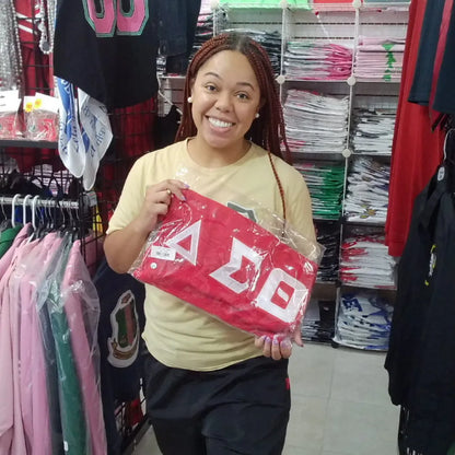 Delta Sigma Theta ΔΣΘ Embroidered Ringer T-Shirt-Delta Sigma Theta Paraphernalia-Delta Sigma Theta T-Shirts-Betty's Promos Plus