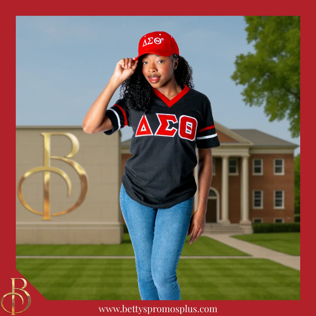 Delta Sigma Theta ΔΣΘ Embroidered Shield Baseball Cap-Delta Sigma Theta Paraphernalia-Delta Sigma Theta Hats-Betty's Promos Plus