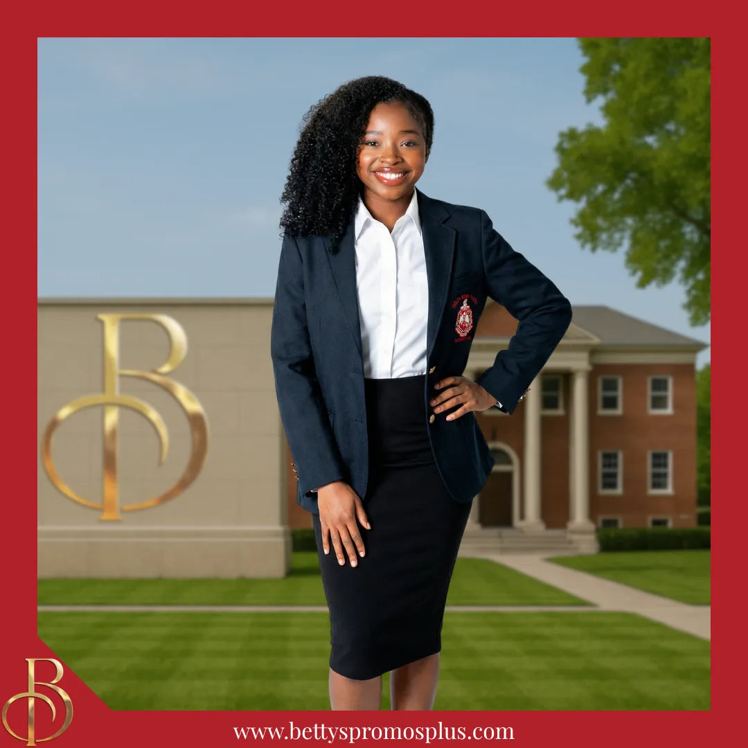 Delta Sigma Theta ΔΣΘ Embroidered Shield Crest Blazer Sport Coat-Delta Sigma Theta Paraphernalia-Delta Sigma Theta Blazers-Betty's Promos Plus