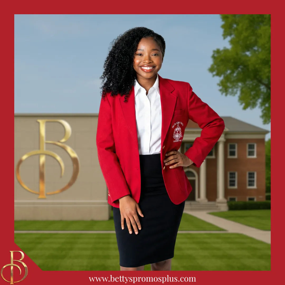 Delta Sigma Theta ΔΣΘ Embroidered Shield Crest Blazer Sport Coat-Delta Sigma Theta Paraphernalia-Delta Sigma Theta Blazers-Betty's Promos Plus