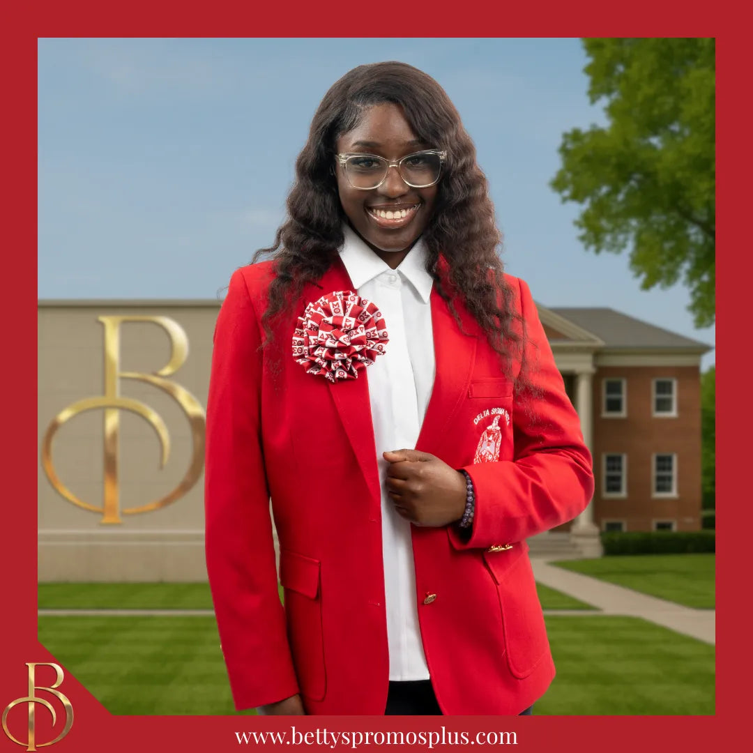 Delta Sigma Theta ΔΣΘ Embroidered Shield Crest Blazer Sport Coat-Delta Sigma Theta Paraphernalia-Delta Sigma Theta Blazers-Betty's Promos Plus