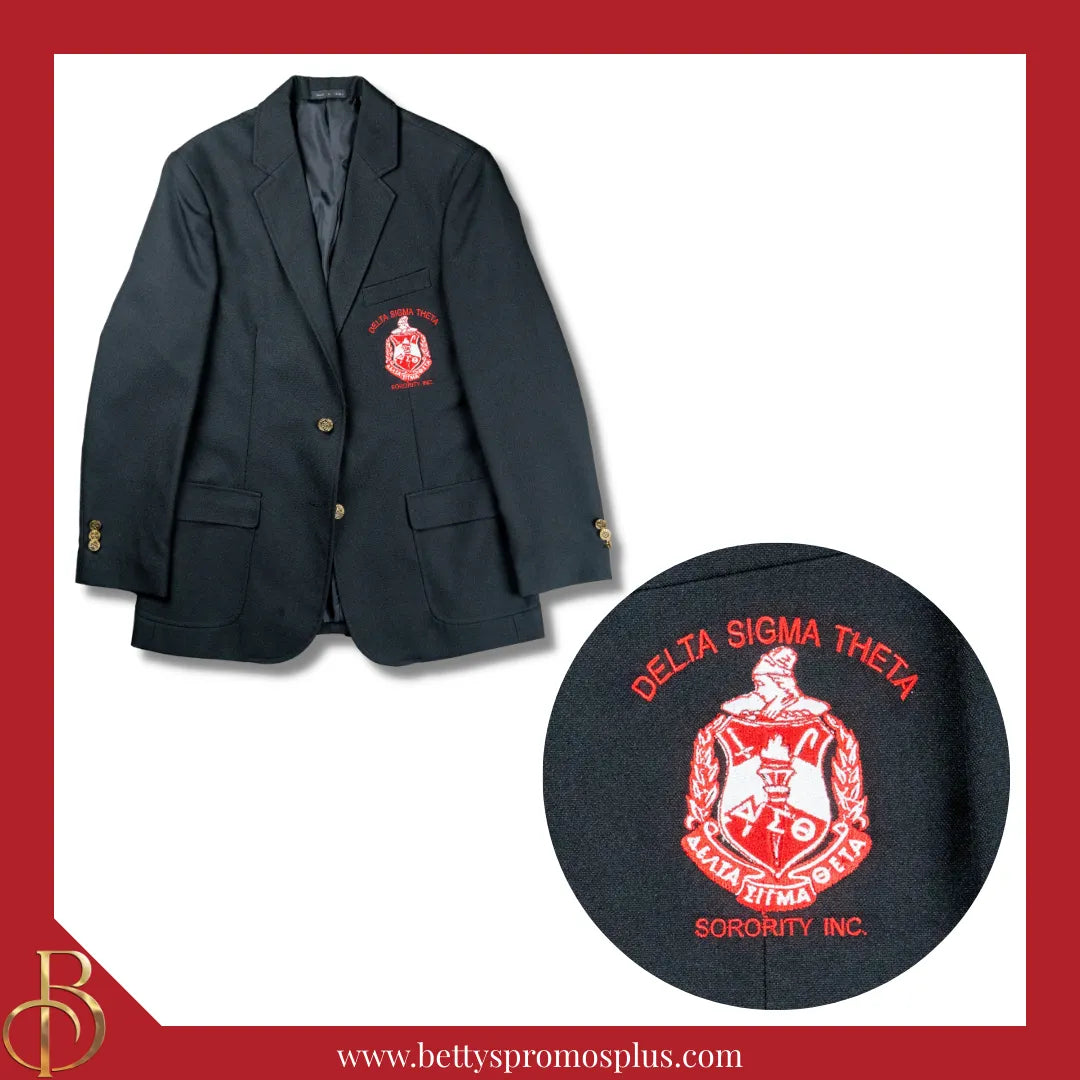 Delta Sigma Theta ΔΣΘ Embroidered Shield Crest Blazer Sport Coat-Delta Sigma Theta Paraphernalia-Delta Sigma Theta Blazers-Betty's Promos Plus