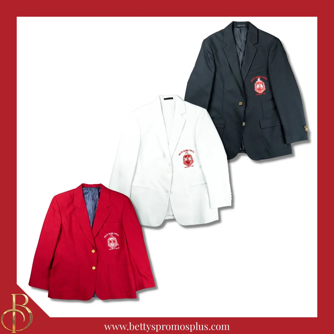 Delta Sigma Theta ΔΣΘ Embroidered Shield Crest Blazer Sport Coat-Delta Sigma Theta Paraphernalia-Delta Sigma Theta Blazers-Betty's Promos Plus