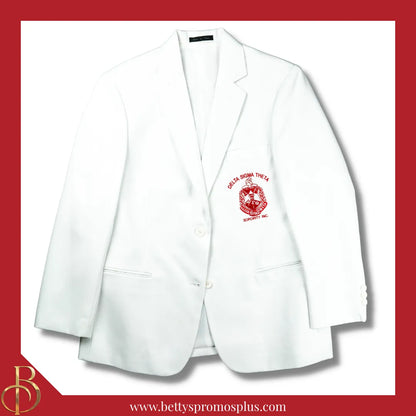 Delta Sigma Theta ΔΣΘ Embroidered Shield Crest Blazer Sport Coat-White-Regular-2-Delta Sigma Theta Paraphernalia-Delta Sigma Theta Blazers-Betty's Promos Plus