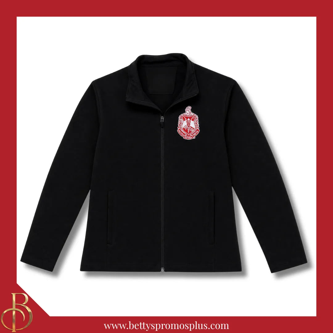 Delta Sigma Theta ΔΣΘ Embroidered Shield Full-Zip Water Resistant Rain Jacket-Black-X-Small-Delta Sigma Theta Paraphernalia-Delta Sigma Theta Rain Coats-Betty's Promos Plus