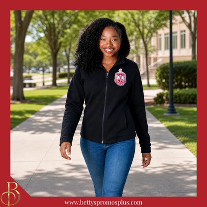 Delta Sigma Theta ΔΣΘ Embroidered Shield Full-Zip Water Resistant Rain Jacket-Delta Sigma Theta Paraphernalia-Delta Sigma Theta Rain Coats-Betty's Promos Plus