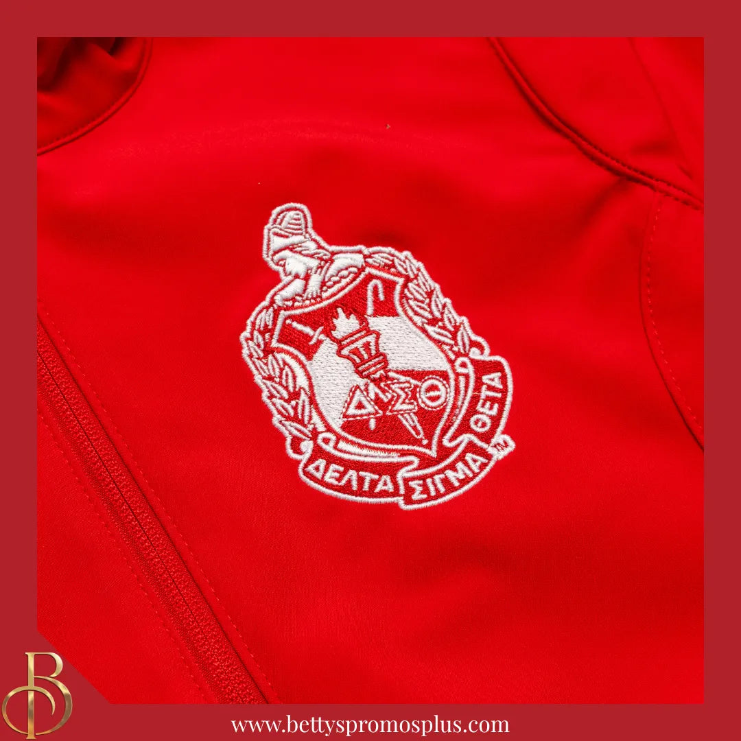 Delta Sigma Theta ΔΣΘ Embroidered Shield Full-Zip Water Resistant Rain Jacket-Delta Sigma Theta Paraphernalia-Delta Sigma Theta Rain Coats-Betty's Promos Plus