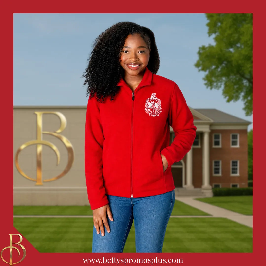Delta Sigma Theta ΔΣΘ Embroidered Shield Full-Zip Water Resistant Rain Jacket-Delta Sigma Theta Paraphernalia-Delta Sigma Theta Rain Coats-Betty's Promos Plus
