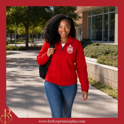 Delta Sigma Theta ΔΣΘ Embroidered Shield Full-Zip Water Resistant Rain Jacket-Delta Sigma Theta Paraphernalia-Delta Sigma Theta Rain Coats-Betty's Promos Plus