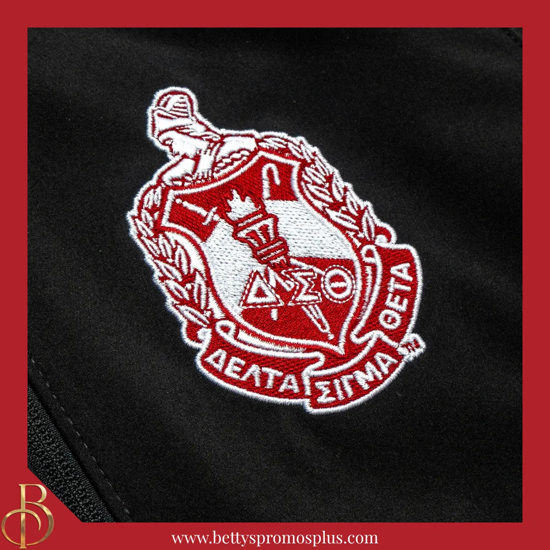 Delta Sigma Theta ΔΣΘ Embroidered Shield Full-Zip Water Resistant Rain Jacket-Delta Sigma Theta Paraphernalia-Delta Sigma Theta Rain Coats-Betty's Promos Plus