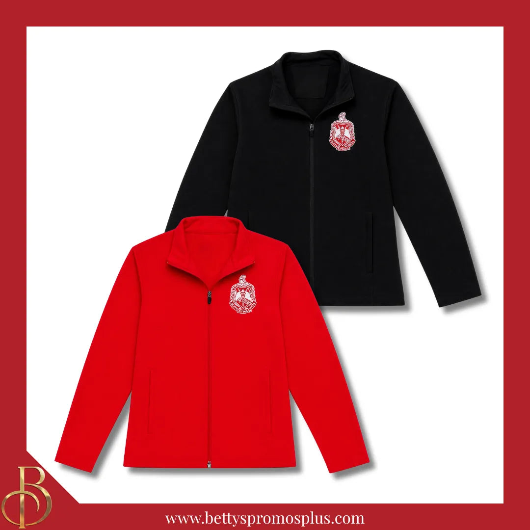 Delta Sigma Theta ΔΣΘ Embroidered Shield Full-Zip Water Resistant Rain Jacket-Delta Sigma Theta Paraphernalia-Delta Sigma Theta Rain Coats-Betty's Promos Plus