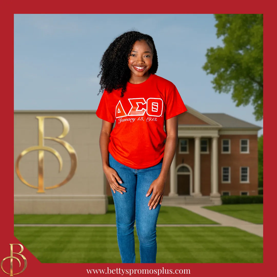 Delta Sigma Theta ΔΣΘ Founding Date Screen Printed T-Shirt-Delta Sigma Theta Paraphernalia-Delta Sigma Theta T-Shirts-Betty's Promos Plus